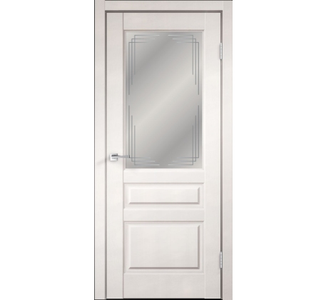 Дверь VILLA 3V эмалит белый (800мм, ПОС, грани металюкс, 2000мм, 40мм, экошпон)  Коробка+наличник!!! фото 1